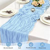Lot de 10 chemins de table en gaze de coton bleu clair, style bohème rustique, semi-transparents, pour la décoration de table à manger