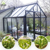 Serre en verre de style victorien à toit triangulaire High Peak avec structure en acier pour jardin domestique, véranda, détente et culture