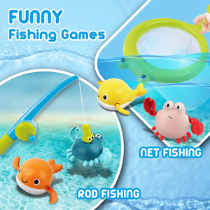 Jouet de bain pour tout-petits, jouet de baignoire avec jouets flottants sans moule, jouets de natation et tasses empilables, jeu de pêche magnétique - Product Image 5
