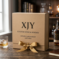 Boîte cadeau en carton kraft de luxe XJY pour vin et whisky, grande taille, avec ruban et couvercle magnétique