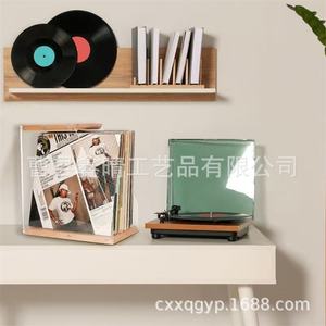 Wooden Vinyl <b>Record</b> <b>Storage</b> Rack With Acrylic Front Holds 40 Plus <b>Records</b> For Living Room Or Desktop Use - Product Image 3