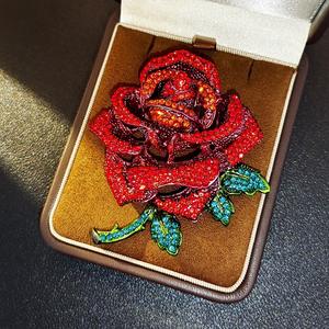 A-grade Rose <b>Flower</b> Brooch Customized Designs Female Engagement Wedding Gift Party Gold Plated Alloy Crystal <b>Corsage</b> - Product Image 2
