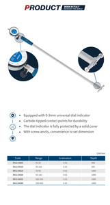 Dasqua 35-50Mm 50-160Mm 160-250Mm 250-450Mm Chỉ Báo Quay Số Máy Đo Lỗ Khoan 0.01 Tốt Nghiệp Độ Sâu 1000Mm Công Cụ Đo Tay Cầm Dài - Product Image 6
