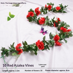 พวงมาลัยดอกกุหลาบประดิษฐ์จากพลาสติกและผ้าไหมสำหรับตกแต่งงานแต่งงานแขวนเพดานภายในอาคาร - Product Image 5