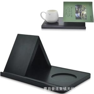 Wooden triangular <b>bookshelf</b> with cup holder, wooden triangular bookmark tabletop, wooden reading shelf, wooden page rack - Product Image 1