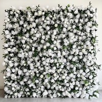 Mur de fleurs artificielles, panneaux de roses blanches 8FT x 8FT, toile de fond florale en soie faite à la main pour mariage, fête, photomaton