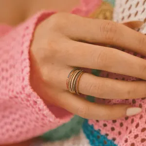 eManco水钻诞生石戒指不锈钢饰品12生肖戒指女性派对礼品