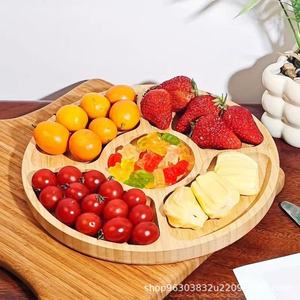 Holiford Wooden <b>Round</b> <b>Serving</b> <b>Tray</b> Solid Wood Fruit Plate For Home Use Elegant Design - Product Image 2