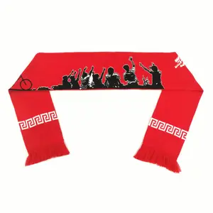 Wholesale oem winter custom logo warm annual meeting advertising promotional knitted scarf