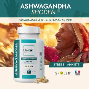 Cápsulas de Extracto Herbal de Ashwagandha Shoden Etiquetadas X60 Hexa3 Mejoran la Memoria y el Sueño 200mg Dosis Diaria - Product Image 2