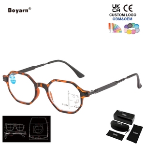 Lunettes de lecture progressives Boyarn, anti-lumière bleue, verres de lecture pour hommes, monture en métal - Product Image 3