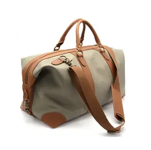 Bolsas de lona masculinas do vintage, personalizadas, duráveis, de couro, de viagem, duffel, fim de semana, para a noite