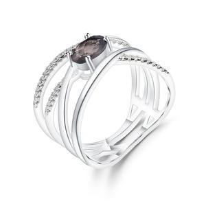En stock, bague vintage en argent 925 incrustée de cristal de thé, pierre précieuse, pour femme, mariage, haute élégance, vente directe d'usine - Product Image 1