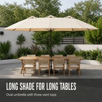 Parasol d'extérieur à trois têtes avec base à réservoir d'eau, grand parasol imperméable anti-UV pour le camping en plein air et les événements en extérieur