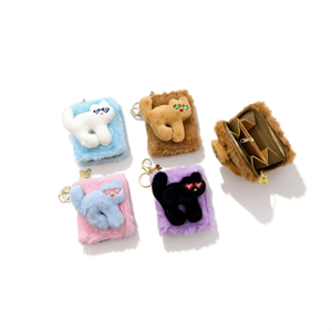 กระเป๋าใส่เหรียญรูปแมวน่ารัก ขนาด 12x10 ซม. ทำจากขนสัตว์เทียม พร้อมพวงกุญแจ สำหรับสาวๆ ของตกแต่งแฟชั่น - Product Image 2