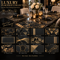 Ensemble de sets de table en or noir, options personnalisées, résistant à la chaleur, imperméable, anti-taches, facile à nettoyer, set de table pour restaurant