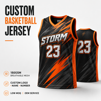 Camiseta de Baloncesto Personalizada con Diseño Black Orange Storm, Venta al Por Mayor, Malla de 180GSM, Sublimación, Nombre, Número, Logotipo del Equipo, MOQ Bajo, OEM