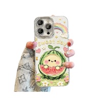 Coque de téléphone mignonne motif pastèque estivale avec pendentif nuage arc-en-ciel pour iPhone 17 Pro et iPhone 18