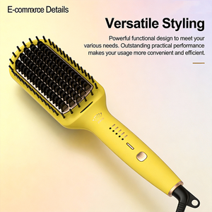 Brosse lissante ionique 2-en-1 professionnelle en bambou ultra-lisse pour usage domestique, <span class=keywords><strong>peigne</strong></span> électrique <span class=keywords><strong>anti</strong></span>-<span class=keywords><strong>poux</strong></span> tendance, vente en gros - Product Image 2