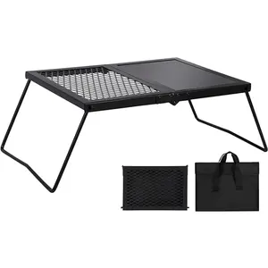 Outdoor Portable Folding Table Foldable Mesh Table Camping Waterproof Picnic Iron BBQ Rack
