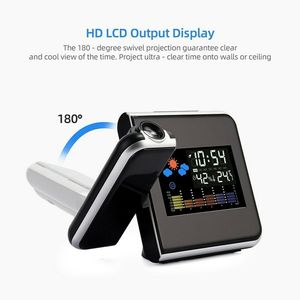Réveil de Projection pour chambres Horloge numérique LCD avec <span class=keywords><strong>projecteur</strong></span> sur le mur de plafond Snooze Température de luminosité - Product Image 4