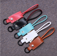 Kabel USB kulit modis pengisian cepat, gantungan kunci kulit kabel pengisi daya Data untuk ponsel