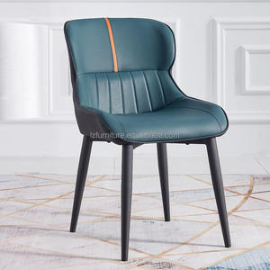 Modern Design <b>Gray</b> Blue Genuine Leather Upholstered Dinning <b>Chair</b> <b>Dining</b> Table Set For Commercial Use - Product Image 4
