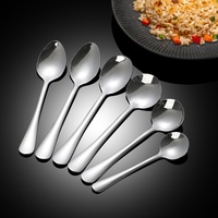 Ensemble de cuillères de table en acier inoxydable poli miroir pour bouillon, café, thé glacé, dessert, soupe, avec bol rond à mélanger et couverts