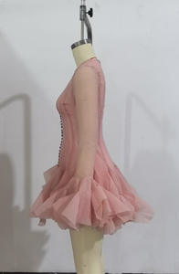 Mini Abito da Donna Elegante Monopetto con Maniche a Trombetta e Scollo Rotondo, Vestito Corto Ampio a Tinta Unita con Vita Stretta in Pizzo - Product Image 4