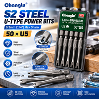 Embouts de tournevis U5 à double tête en acier S2 de 50 mm à couple élevé, 5 pièces, embouts magnétiques de type U à tige hexagonale de 1/4 pour outils pneumatiques
