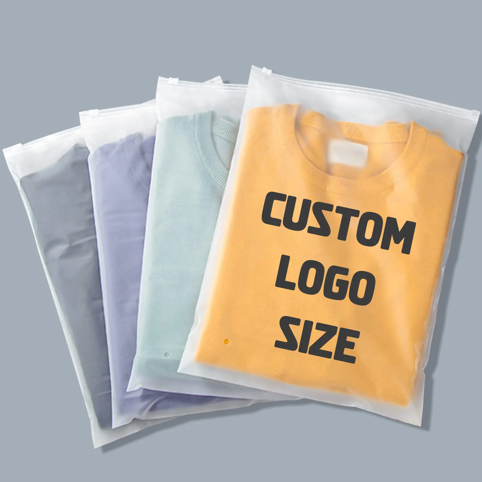 Free Sample Custom White Matte Frosted Zip Seal Ziplock Plastic Packaging Bags For Clothes Storage Space Saver Plastic Bag