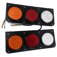 Panneau de feux arrière de remorque à trois feux ronds, LED ambre rouge blanc, pour faisceau de câblage de semi-remorque