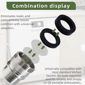 Adaptateur de robinet NZMAN WD01X1447 compatible avec les <span class=keywords><strong>lave</strong></span>-<span class=keywords><strong>vaisselle</strong></span> portables GE et Whirlpool, remplacement F55/64"-27 M15/16"-27 - Product Image 2