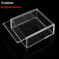 Boîte en acrylique à couvercle coulissant sur 5 côtés, personnalisée, transparente, vitrine, base en plexiglas, cube, boîte en acrylique pour aliments, roses