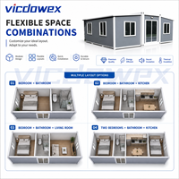 Mini-villa modulaire contemporaine, maison pliable de 20 pieds, salon, 1 à 4 chambres, structure en acier imperméable, maison mobile