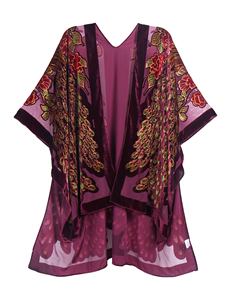 Kimono de terciopelo azul real, con flecos, tipo cubrecama, chaqueta Debore, kimono de terciopelo quemado, bohemio, bata Debore con flecos, hippie, <span class=keywords><strong>Haori</strong></span> - Product Image 2