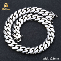 NUOYA Vente en gros Chaîne gourmette cubaine Miami épaisse plaquée or 18 carats 10/12/15/19/22mm pour hommes Bijoux Hip Hop Chaînes cubaines