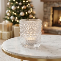 Série de bougeoirs en verre gaufré à motifs, pots à bougies votives et à tealight, récipients à bougies décoratifs pour la maison et centres de table de mariage