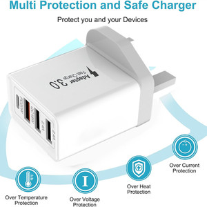 <span class=keywords><strong>Cargador</strong></span> Rápido PD QC de 4 Puertos al por Mayor de Fábrica, Adaptador de Pared Multi USB con Enchufe para EE. UU., UE, Reino Unido y Australia, <span class=keywords><strong>Cargador</strong></span> de Viaje para Todos los Teléfonos Inteligentes - Product Image 5