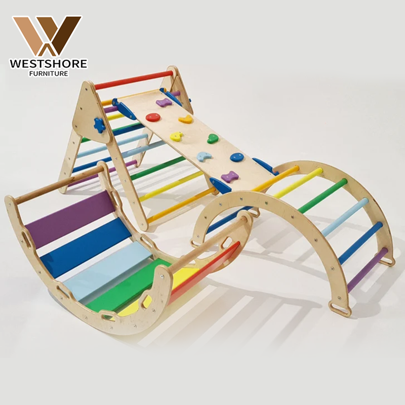 Деревянная треугольная детская рама для скалолазания Монтессори с рамкой и аркой, набор треугольников для упражнений в помещении и спортзала