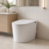 WC monobloc moderne en céramique à poser au sol avec siphon en S, siège chauffant avancé, sanitaires de salle de bain à double chasse incluse