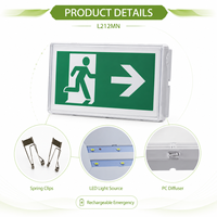 Panneau de sortie de secours LED rechargeable IP65 avec flèche droite et motif homme qui court