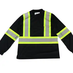 Camiseta de segurança de hi vis para construção personalizada, camiseta de segurança reflexiva com mangas compridas para homens