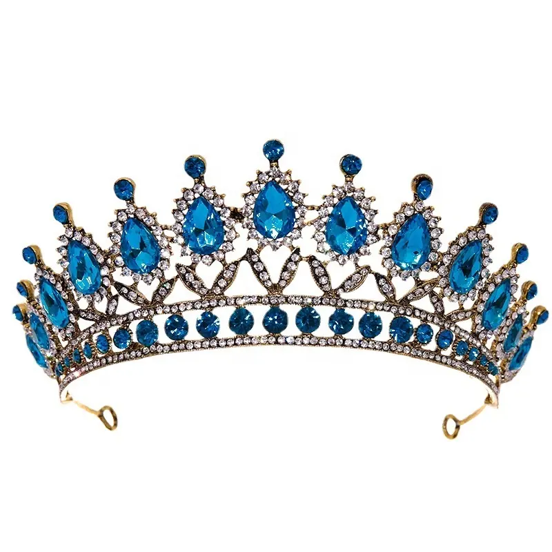 Venta al por mayor de accesorios de boda europeos y americanos corona bandas para el cabello de cristal Venta caliente novia de boda tiaras barrocas corona