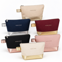 Sac cosmétique personnalisé en toile avec fond en cuir PU et fermeture éclair métallique pour sac de luxe et emballage cadeau beauté