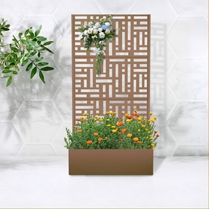 Jardinière en acier galvanisé thermolaqué avec treillis pour <span class=keywords><strong>plantes</strong></span> grimpantes, potager surélevé, écran d'intimité, fleurs, modélisation 3D pour <span class=keywords><strong>la</strong></span> maison - Product Image 3