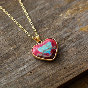 Delicado Collar con Colgante de Jaspe Sedimentario Marino para Mujer, Joyería con Dije de Corazón, Ideal para Yoga y Meditación, Regalo Perfecto, Joyería de Piedras Preciosas - Product Image 1