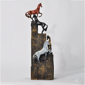 Brass Horse Figurine Set Multi Piece Copper Office <b>Desk</b> Decor For Home Hotel Gift - Product Image 3