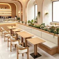 Ensemble de meubles de restaurant et d'hôtel modernes sur mesure en bois massif, banquette de café commerciale, table et chaises