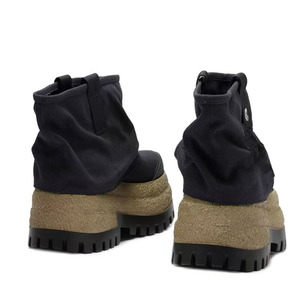 Women's Thick Platform Short Denim Boots on Flat Soles Low Square <b>Heels</b> Ankle Boots Causal <b>Round</b> <b>Toe</b> Shoes - Product Image 5
